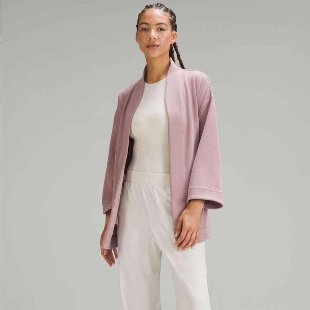 Lululemon Ribbed Softstreme Belted Wrap twilight rose pink size 8 - Picture 2 of 6